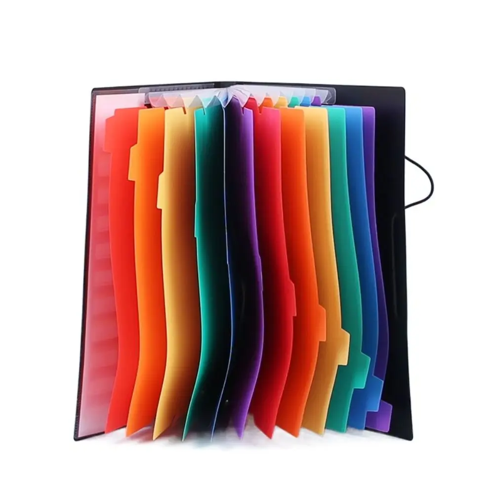 High Quality 13 Pockets Expanding File Folder Portable PP Organ Bag Rainbow Inner Page Document Bag School Office