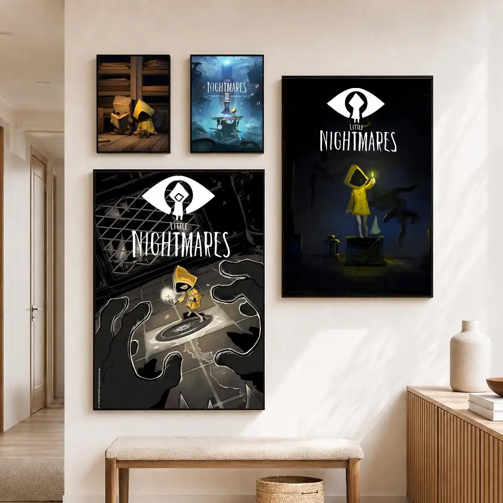 L-Little Nightmares Game Poster Self-adhesive Wall Mural Art Waterproof Sticker For Bar Room Decor High Quality Print Gift