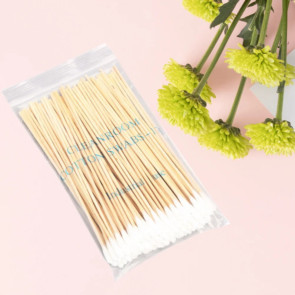 100pcs 5Packs Disposable Cotton Swabs 15Cm Long For Ear Cleaning Makeup Application Double Tipped Wood Stick Clean Room Safe