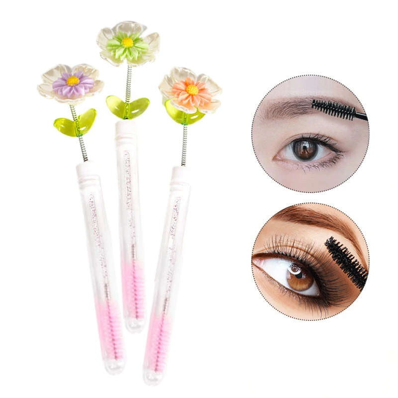 5-teilige Sonnenblumen-Wimpernbürste, Wimpernbürste, Gänseblümchen-Wimpernbürste, Spoolie, Mascara-Zauberstab im Schlauch