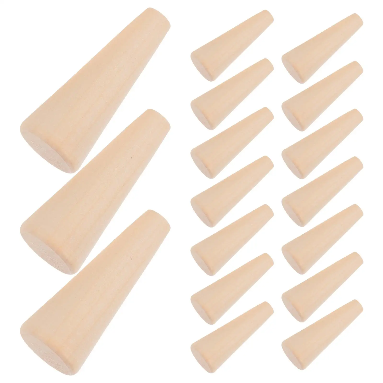 

20 Pcs Wooden Jewelry Display Stand Natural Wood Cone Ring Holder Stable Tiered Bracket for DIY Earring Display