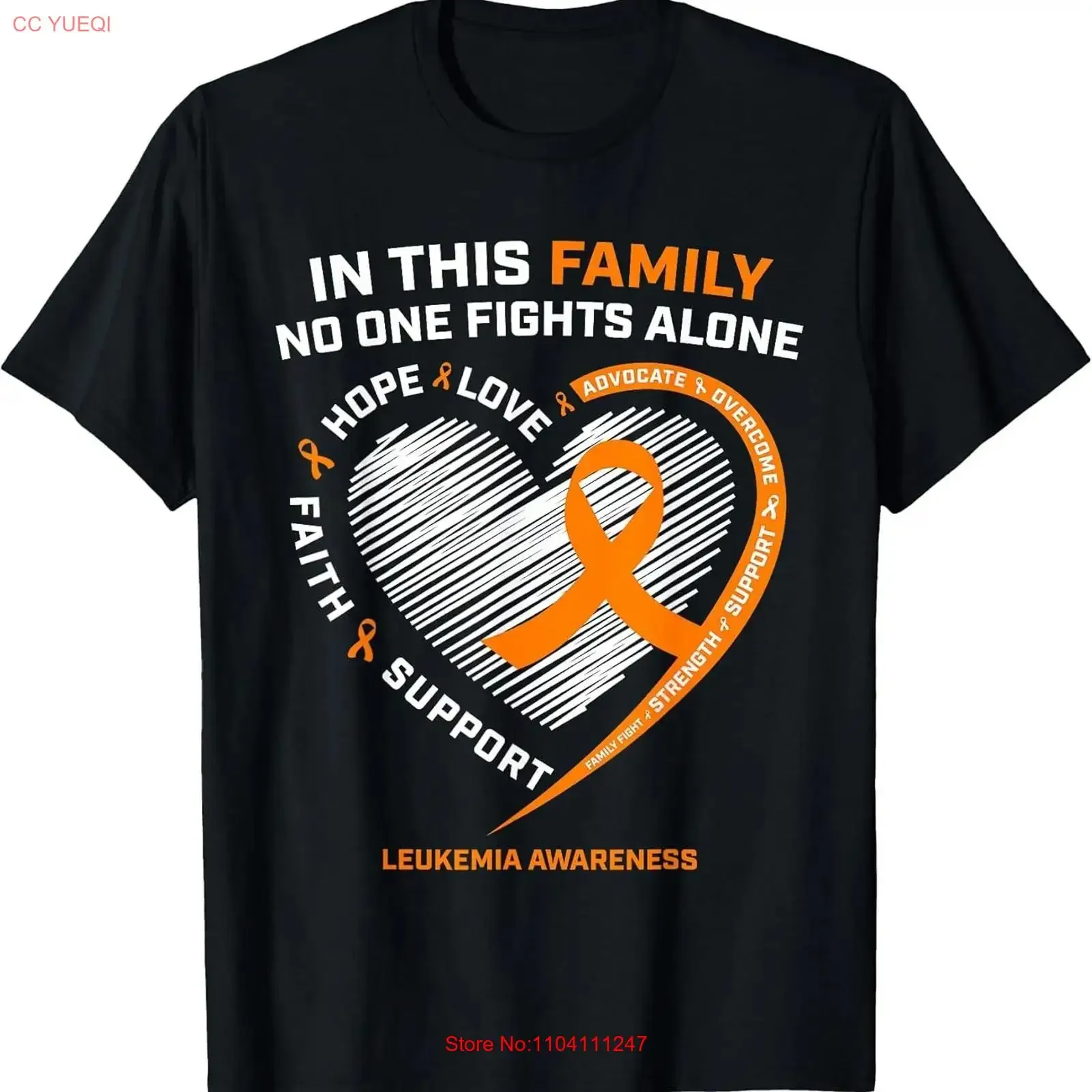 تي شيرت قطني لدعم الوعي العائلي من Fight Leukemia مصنوع في الولايات المتحدة الأمريكية عتيق مغسول قليلاً على الموضة الناعمة والأنيقة