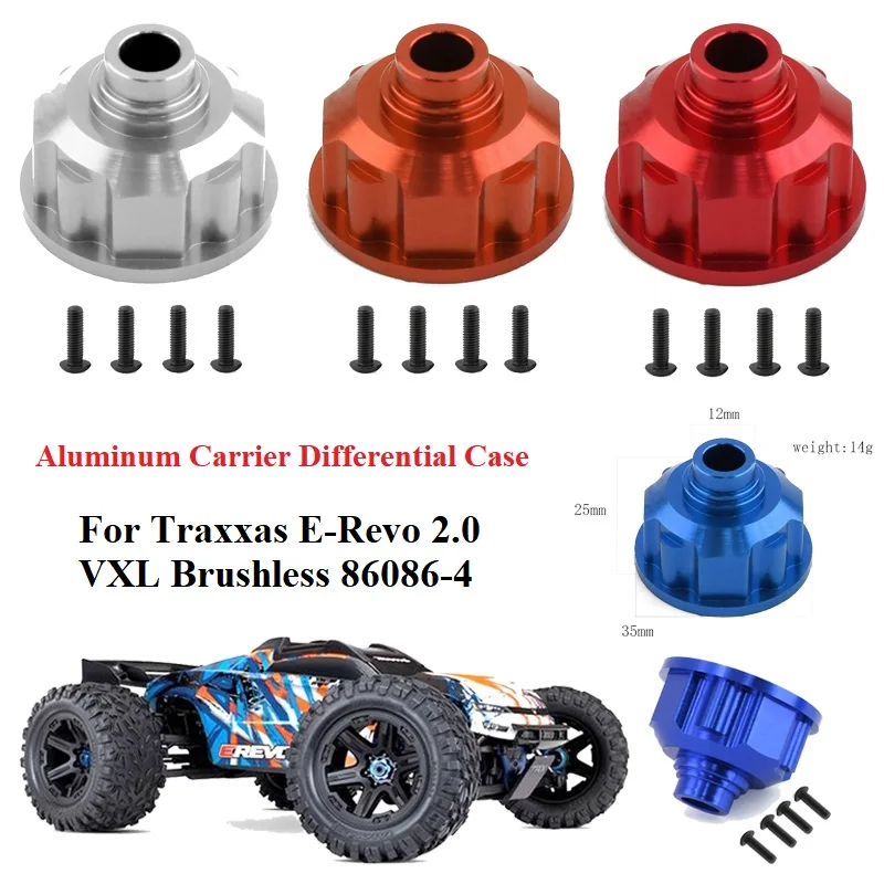 

1/10 Aluminum Front/Medium/Rear Differential Case Replaces #8681X For RC Crawler Traxxas E-Revo 2.0 VXL Brushless 86086-4