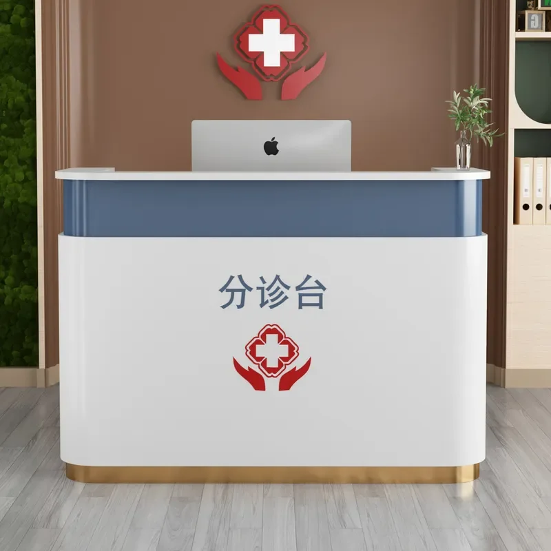 Simple Modern Medical Reception Desk for Hospital Clinic Pharmacy Nurse Station Workbench Consultation Table Front Office