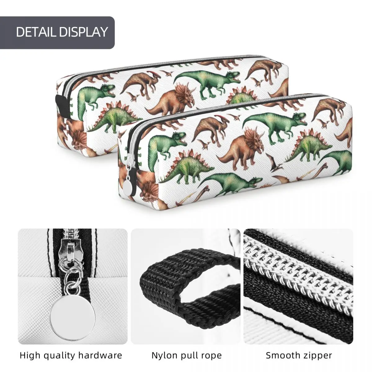 Imagem -05 - Estojos de Lápis Dinossauro Caixa de Lápis Animal Porta-caneta para Meninas e Meninos Bolsas de Grande Capacidade Material Escolar Zipper Papelaria