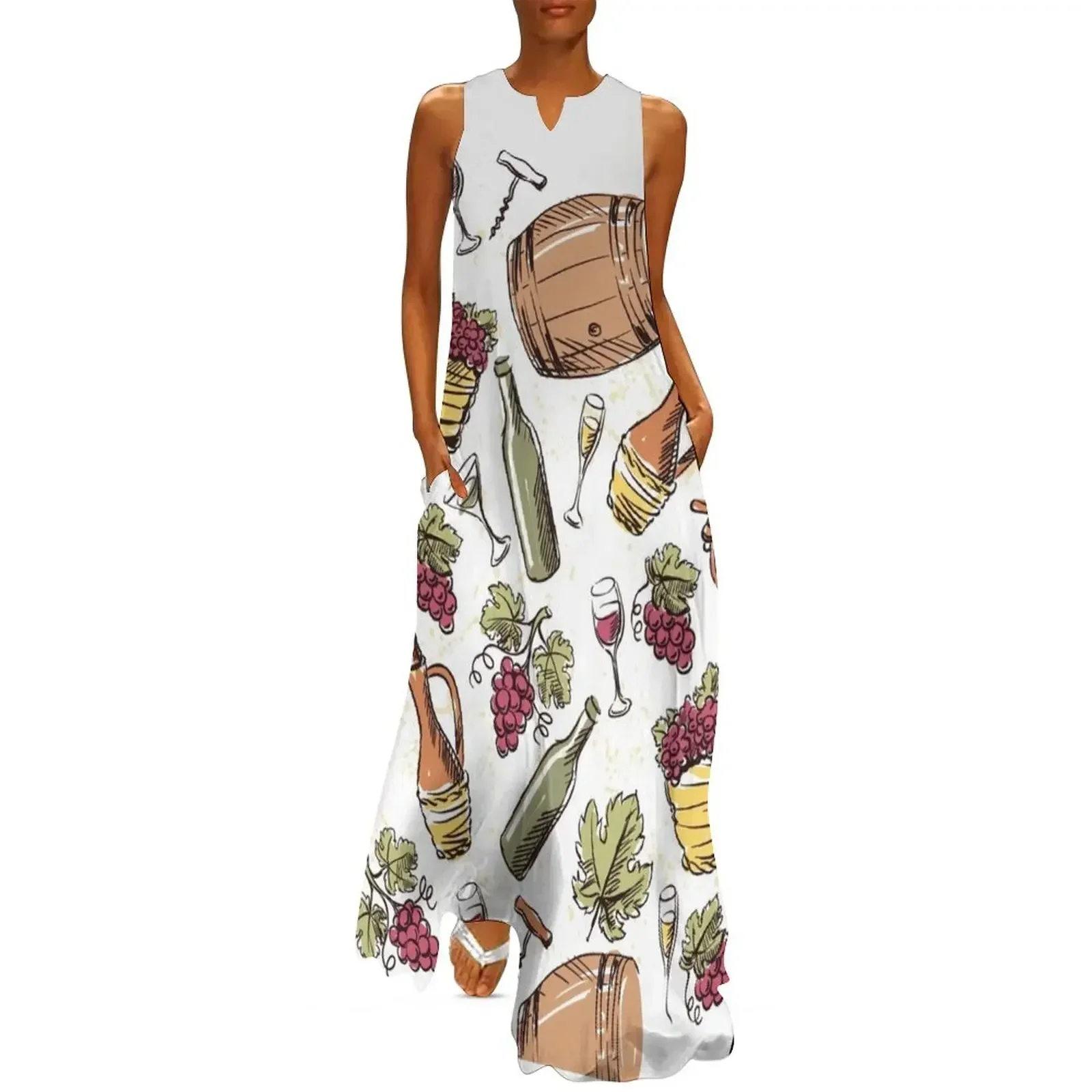 

wine pattern Long Dress ladies dresses for special occasion bandage dress clothing women summer 2025 party dresses woman Dress