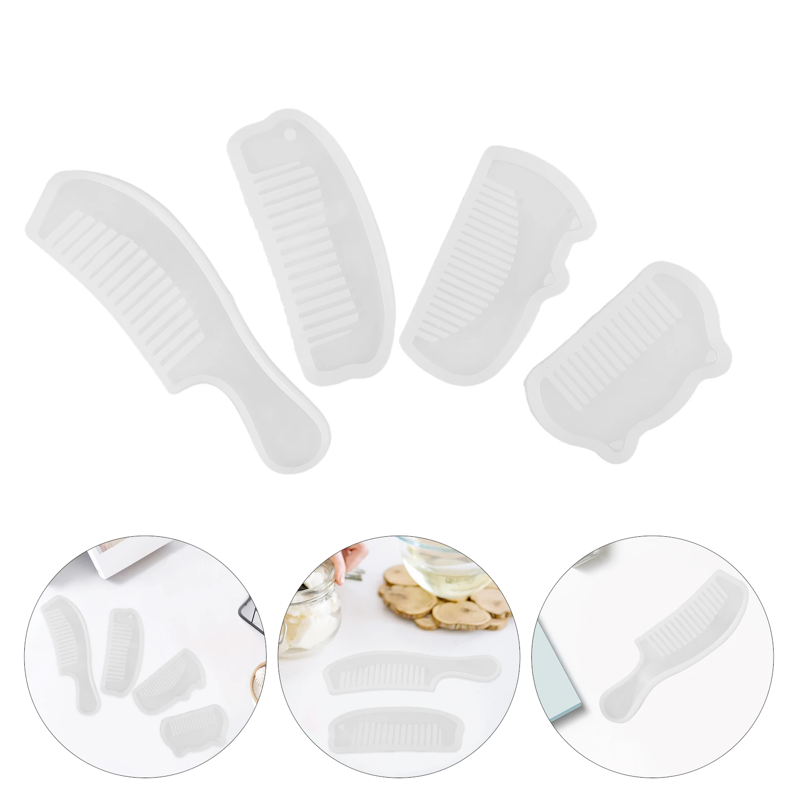 

4pcs Transparent Resin Mold Silicone Molds For Hair Comb Epoxy Resin Casting Jewelry Making Diy Craft High Transparency Heat