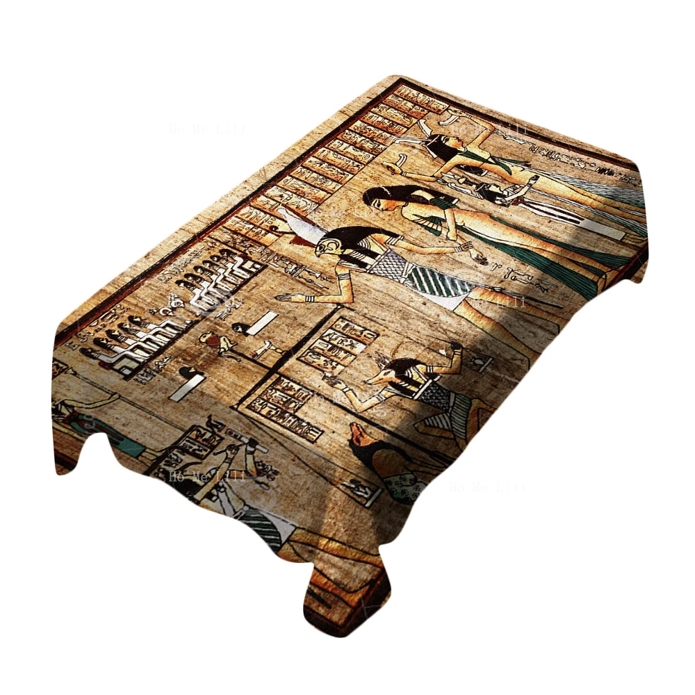 Ancient Egyptian Pictograph Papyrus With Pharaoh Egypt History Art Rectangle Tablecloth By Ho Me Lili For Tabletop Decor