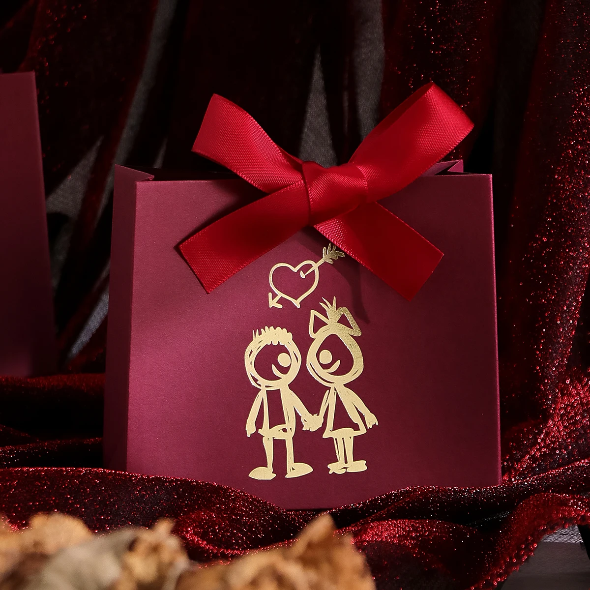 10-Piece Cute Mini Gift Box Set - “Couple Figures” Design Is Perfect for Candy, Chocolates and Small Gifts - Ideal for Valentine