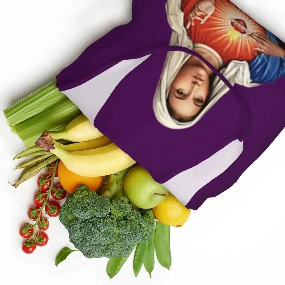 

Help Mother Of God Shopping Canvas Bag Women Reusable Large Capacity GroceriesTote Shopper Bags