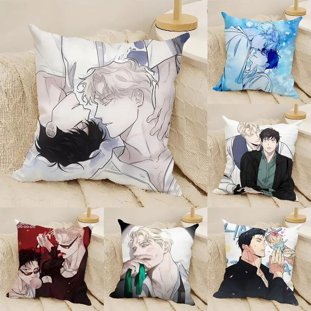 

Bl R-Roses and C-Champagne Pillow Case Natural Linen Double-Sided Printing Sofa Home Decor Cushion Cover