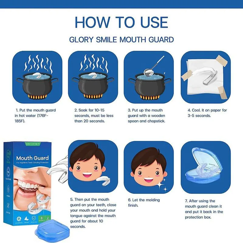 Bruxism Boxing Mouth Guard 8 Pack For Grinding Teeth Upgraded Night Guards for Teeth Grinding Moldable Mouth Guard 2 Sizes