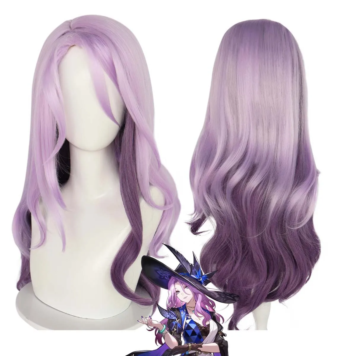Women Game Honkai: Star Rail Jade Cosplay Long Purple Gradient Wig