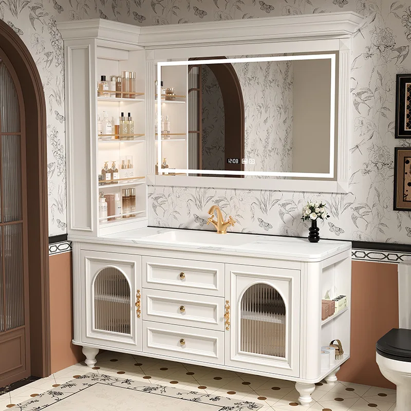 

French retro bathroom cabinet oak French retro bathroom cabinet combination toilet washbasin bathroom