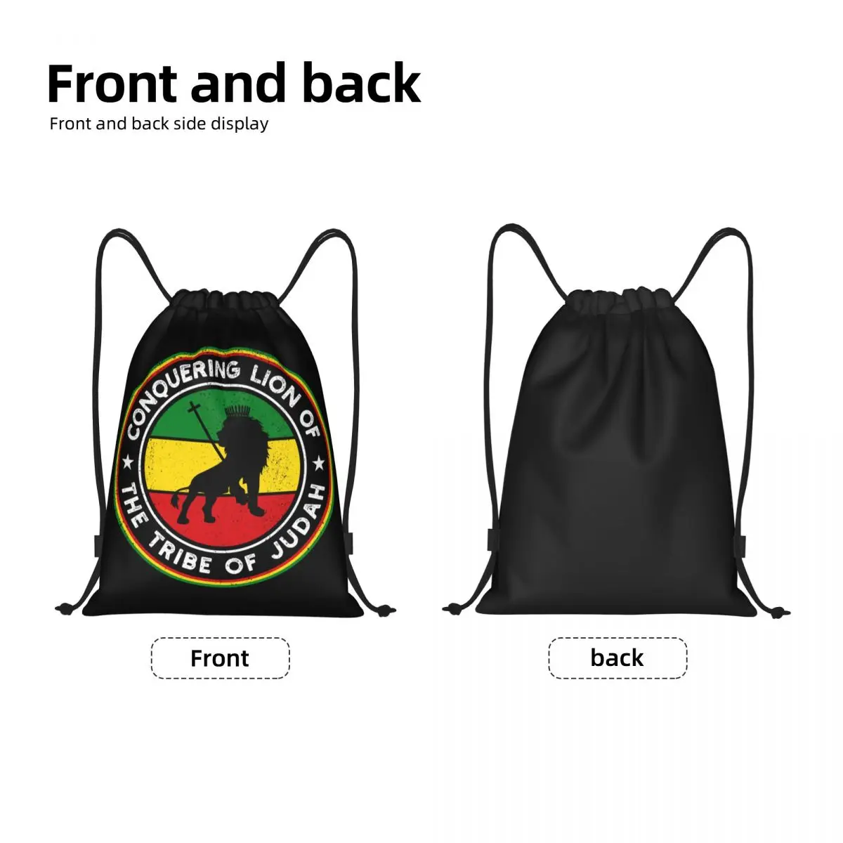 Rastafari Rasta Lion Of Judah Drawstring Backpack Women Men Gym Sport Sackpack Portable Shopping Bag Sack