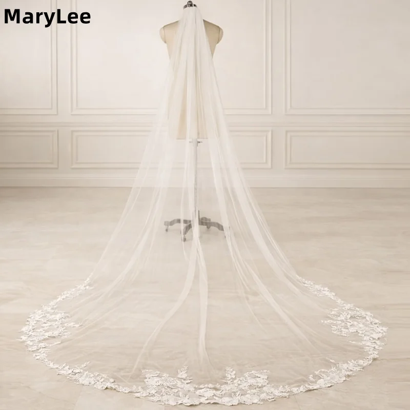 tulle-cathedral-veil-with-lace-appliques-one-layer-white-wedding-veil-with-comb-bridal-accessories-voile-de-mariage-customized