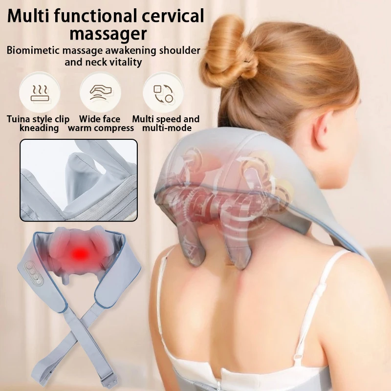 

Новый многофункциональный массажер для позвоночника, горячий компресс, разминающий трапециевидный электрический шаль для мышц, инфракрасный массажер для шеи и плеч