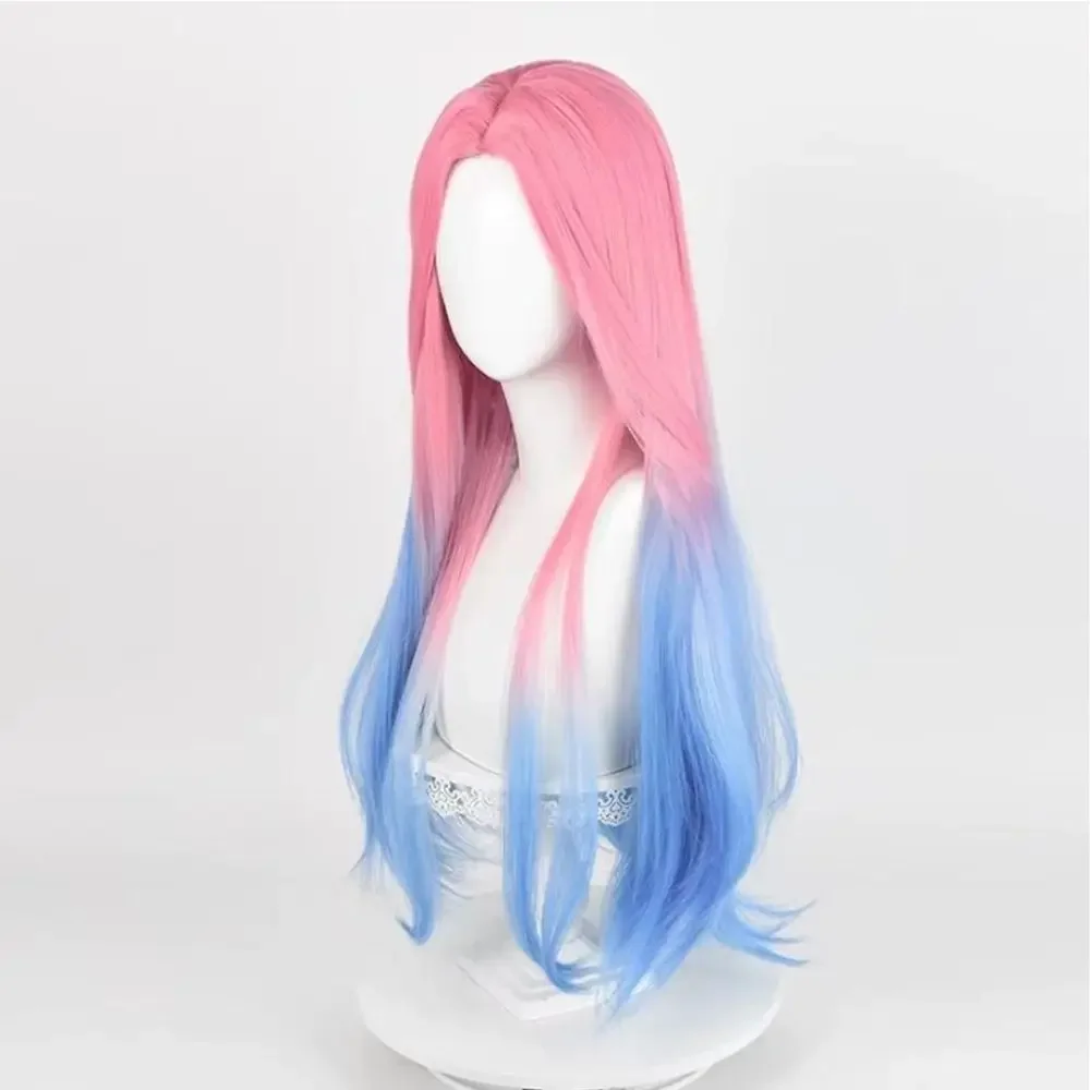 Mizi Cosplay Wig Long Curly Hair Pink Blue Dye Gradient Wig Cosplay Anime Alien Stage Mizi Wig Heat Resistant Synthetic