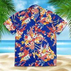 Herren hemd Kurzarm kubanischen Stil übergroße Hawaii Tops 3D-Druck Sommerferien Urlaub für Männer