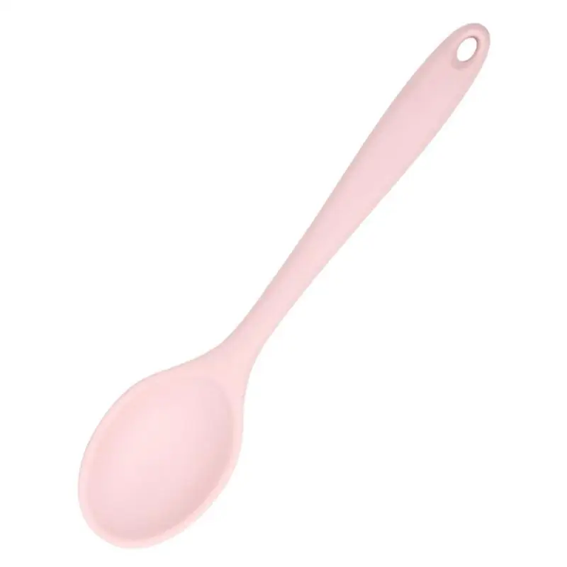 1Pcs 9 Colors Soft Silicone Spoon Stirring Long Handle Tableware Cooking Utensils Ladle Kitchen Accessories For Better Life