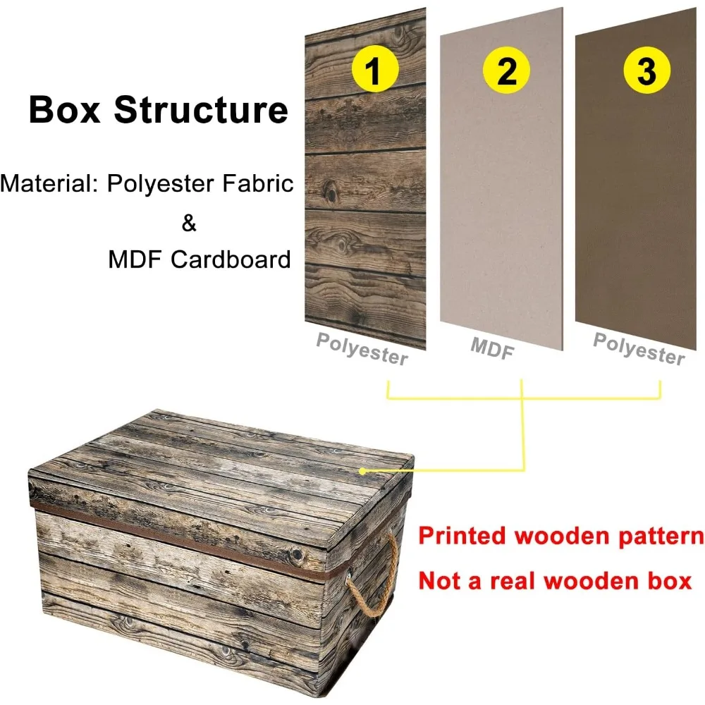صناديق تخزين قماشية مع أغطية ومقابض، وصناديق تخزين الذاكرة المزخرفة لتنظيم المنزل