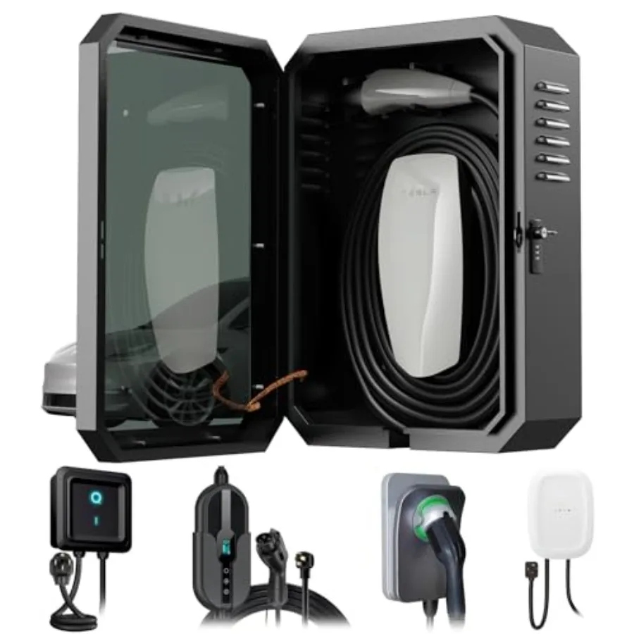 

Настенный защитный бокс для зарядного устройства электромобилей, всепогодный чехол для зарядной станции, совместимый с домашними зарядными устройствами для электромобилей