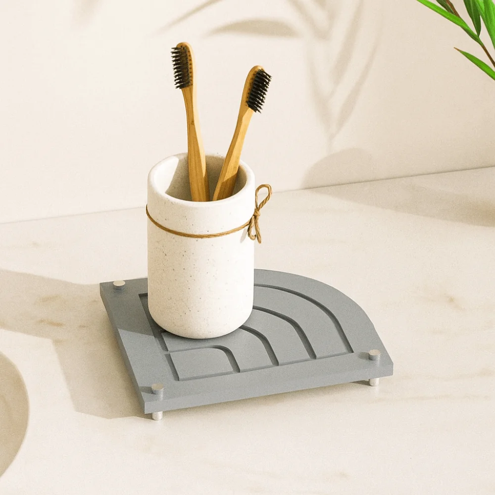 Water Absorbent Diatom Mud Drying Mat Non-Slip Metal Feet Diatom Mud Coasters Modern Fast Drying Toothbrush Holder Bathroom
