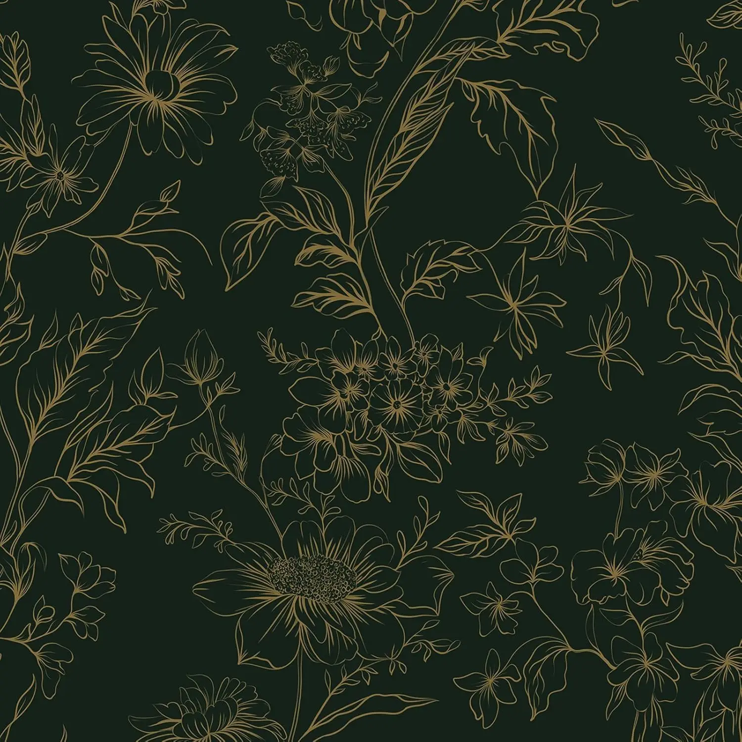 

Hopepak Gold and Green Floral Wallpaper Peel and Stick Wallpaper for Bedroom 17.3''x78.7'' Self Adhesive Removable Wall Paper Waterproof Contact Paper Vinyl Roll for Bathroom Living Room