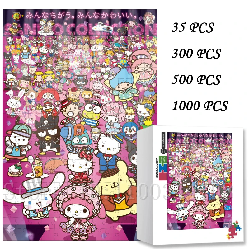 Sanrio Characters Collection Puzzles Hello Kitty Mymelody Littletwinstars Jigsaw Puzzles for Children Stress Relief Toys