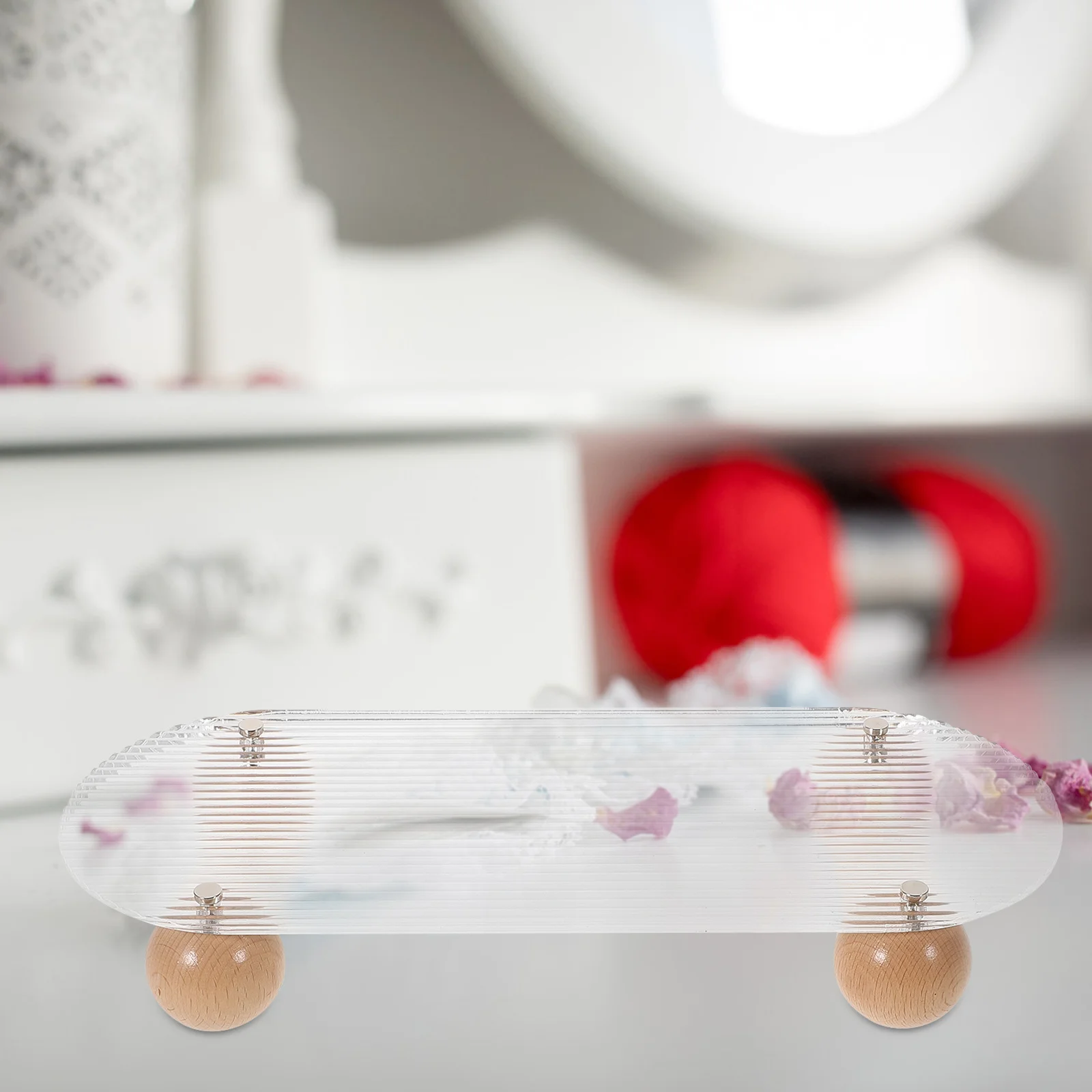 

Полосатый акриловый поднос для туалетного столика, органайзер для духов для ванной комнаты, комод, столешница для хранения косметики, небольшой поднос-органайзер