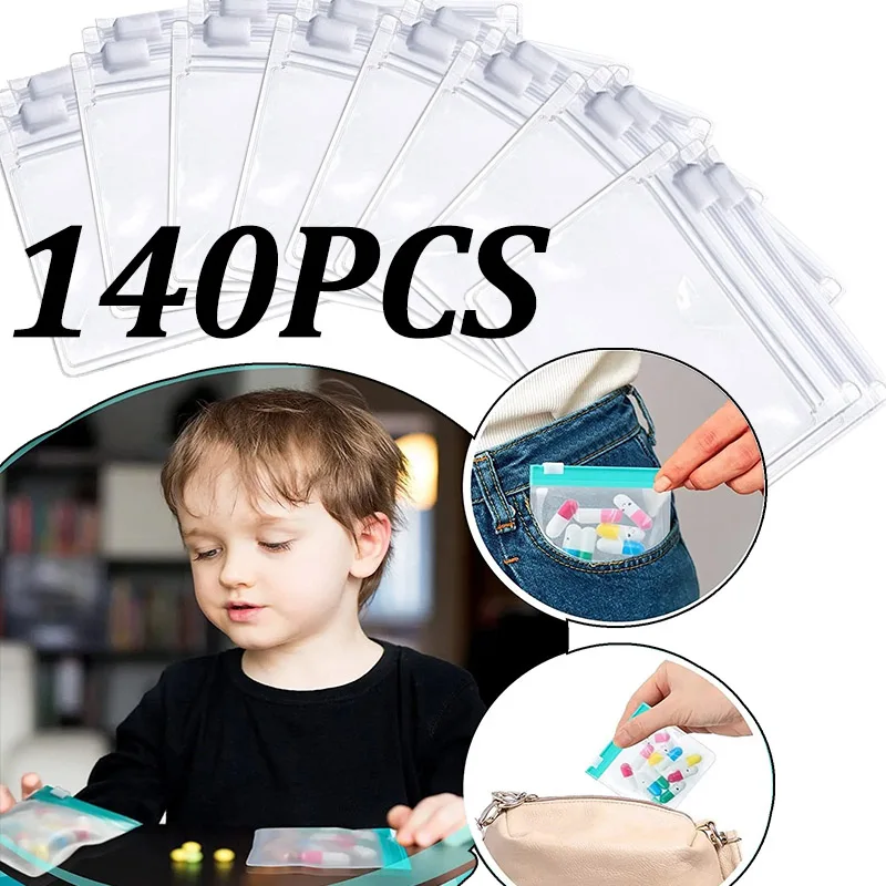 

Reusable Pill Bags in140pcs – Durable, Leak-Proof Zipper Pouches, Transparent Medicine Organizers for Travel & Daily Use