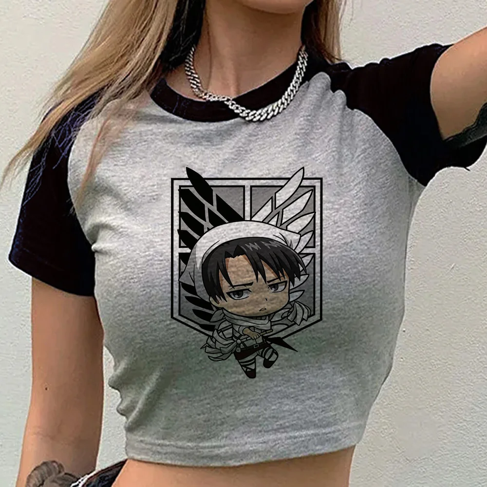 Attack on Titan crop top girl streetwear manga vintage funny korean fashion top tees goth kawaii japanese scene  party
