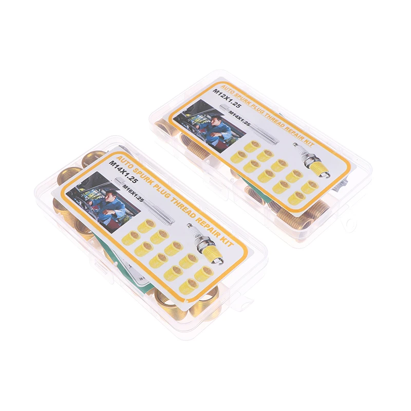 

Металлический набор инструментов для ремонта отверстий для резьбы свечи зажигания M12x1,25, вставки M14x1,25, метчик 14 мм, набор с резьбой для метчика зажигания с резьбой