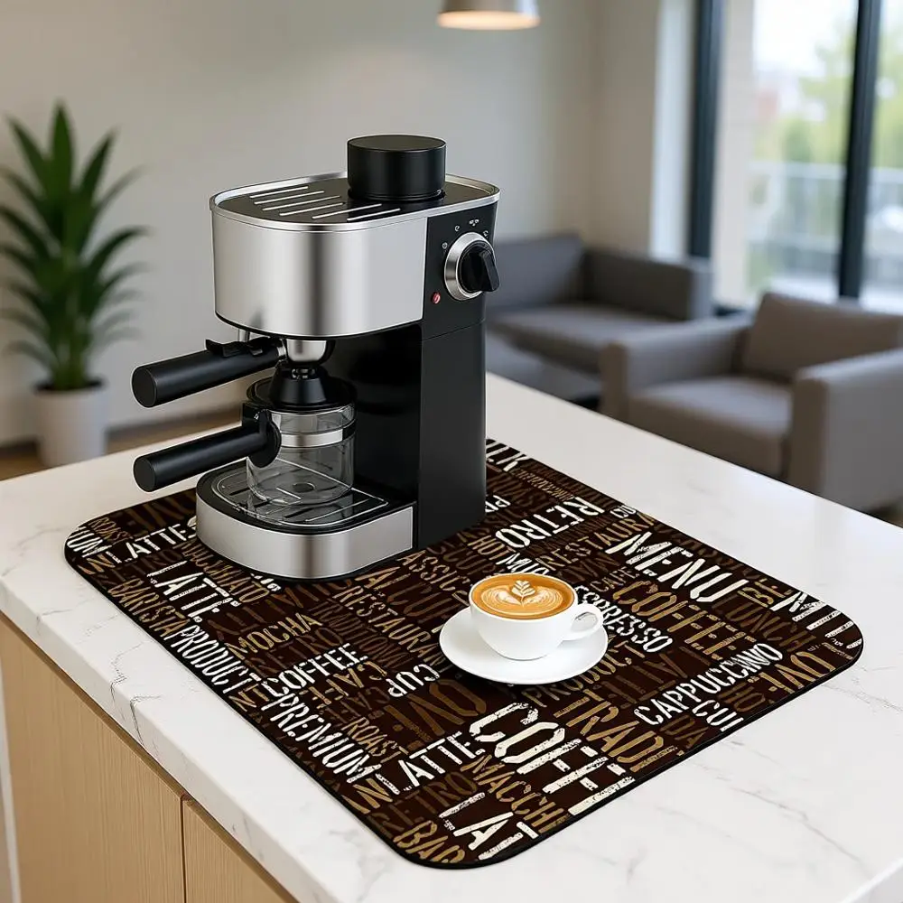 

Коврик для кофейных чашек в антикварном стиле, впитывающий коврик для сушки посуды, защита от пятен для кухонной столешницы, подставка для сушки с резиновой основой, 11,8 x