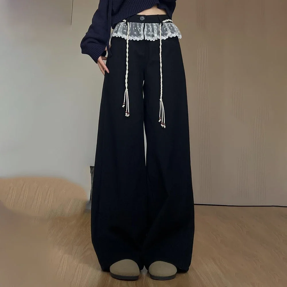 

Casual Wear Fashion Events Lace Patchwork Trousers Fashion Versatile Trousers Casual Style Trousers For Women All Seasons Wear