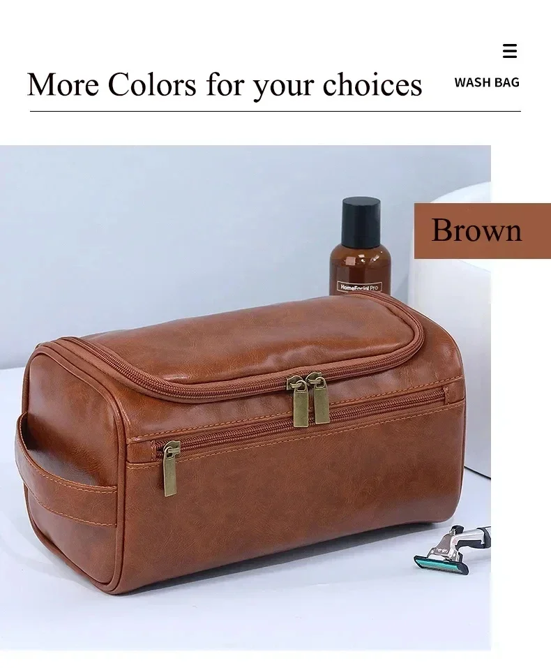 Leder-Kulturtasche für Herren und Damen, Dopp Kit, Hängende Herren-Kulturtasche, Reise-Kulturtasche für unterwegs, Große Kosmetiktasche für T – Detail 10