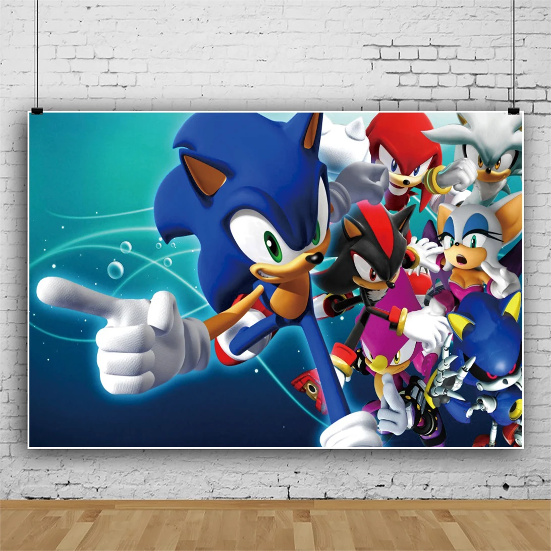 Sonic The Hedgehog Photo Backdrop Background For Photography Baby Shower Birthday Party Supplies Kids Props Banner Decor Game