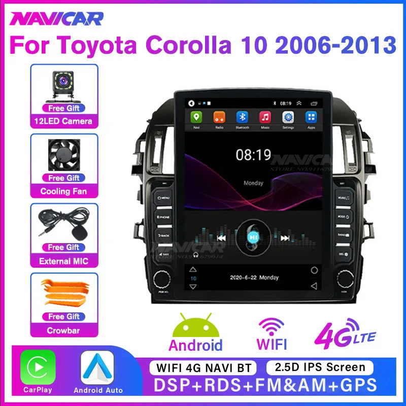 

Car Radio For Toyota Corolla 10 E140 E150 2006-2013 6G+128G Car Receiver 2Din Android10 Multimedia Player Carplay GPS Navigation