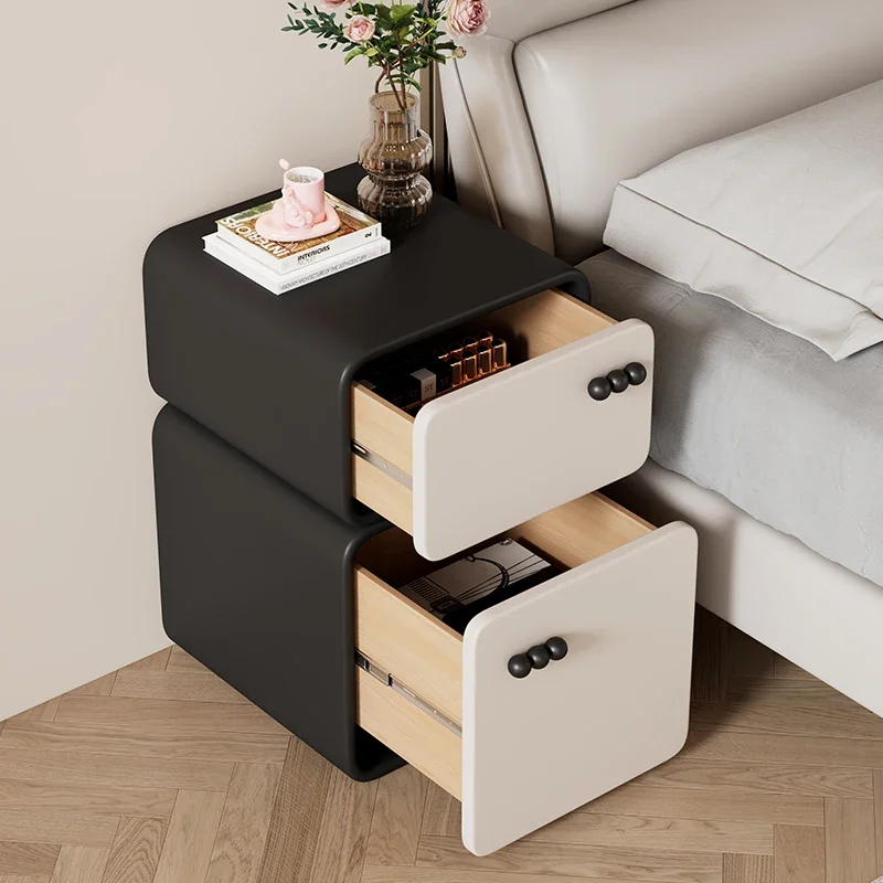 Ultra narrow creative cream style bedside table, simple, modern, light luxury, high-end feeling, bedroom bedside small