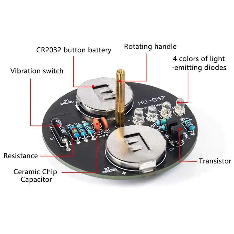 Kit DIY Giroskop Berputar LED Lampu Berkedip Papan Sirkuit Latihan Penyolderan Kit Elektronik Untuk Pemula Belajar Penyolderan
