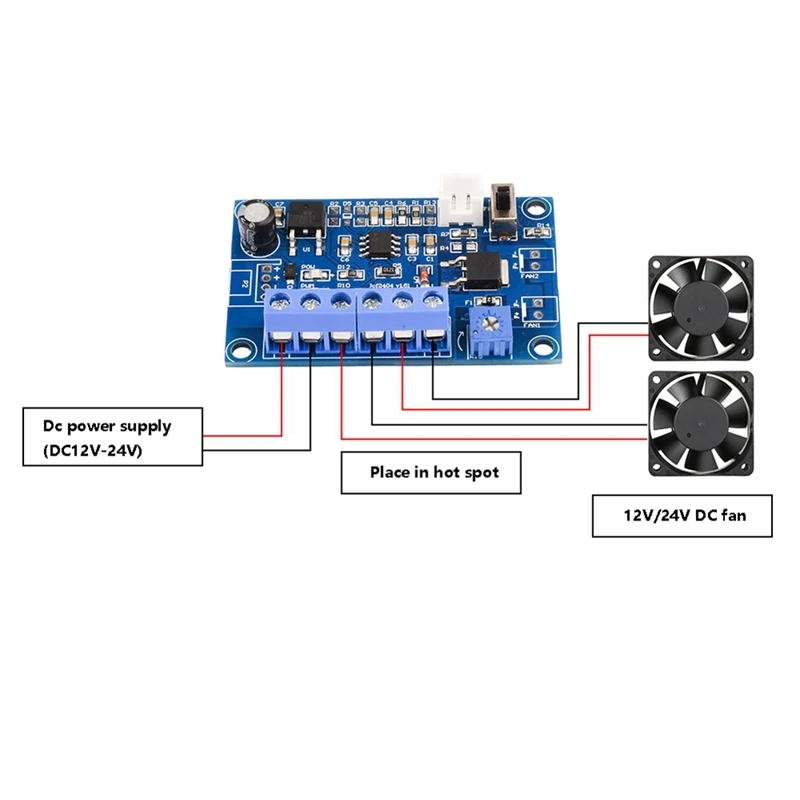 DC 12V 24V 4A Fan Temperature Control 2/3/4 Cable Chassis Fan Speed Regulation Module PWM Thermostat Speed Governor