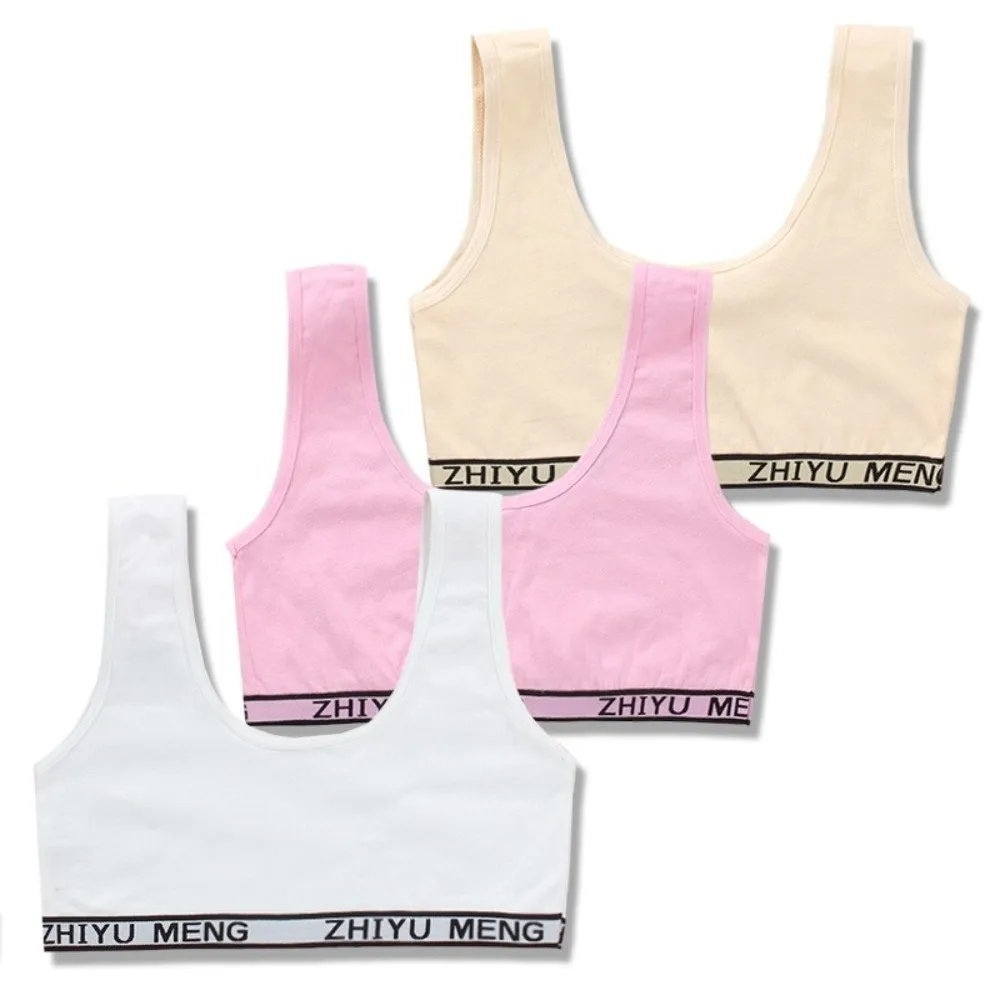 New Solid Color Small Vest Cotton Casual Girl Sports Bra Breathable Underwear Training Bras for Student Girls