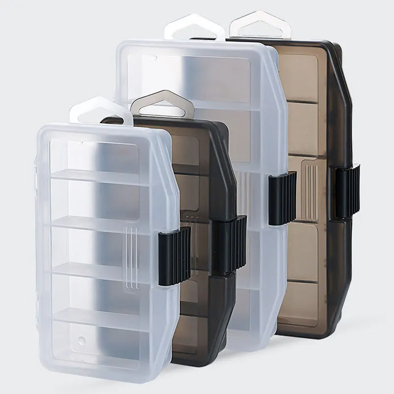 Visible Fishing Lure Box 5 Grids Compartments Organizer Container Fishing Tackle Box Bead Screw Holder Case Frosted Plastic