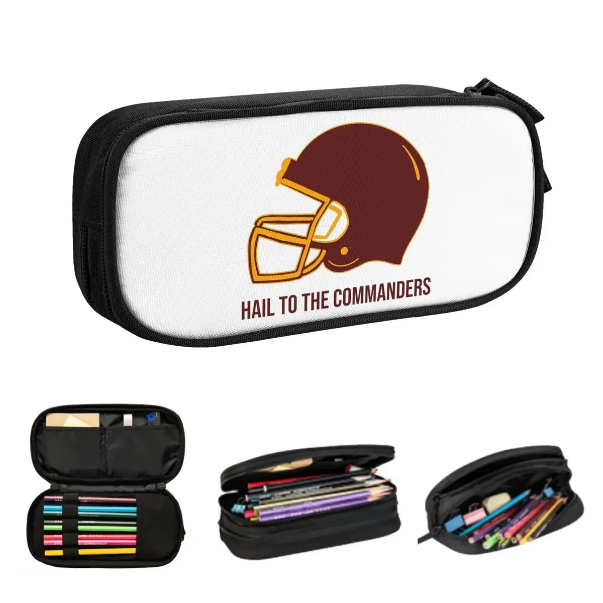 Hail To The Commanders Washington Commanders Pencil Cases Large Capacity Pen Bags Pen Box Pencil Pouch For Boys Girls