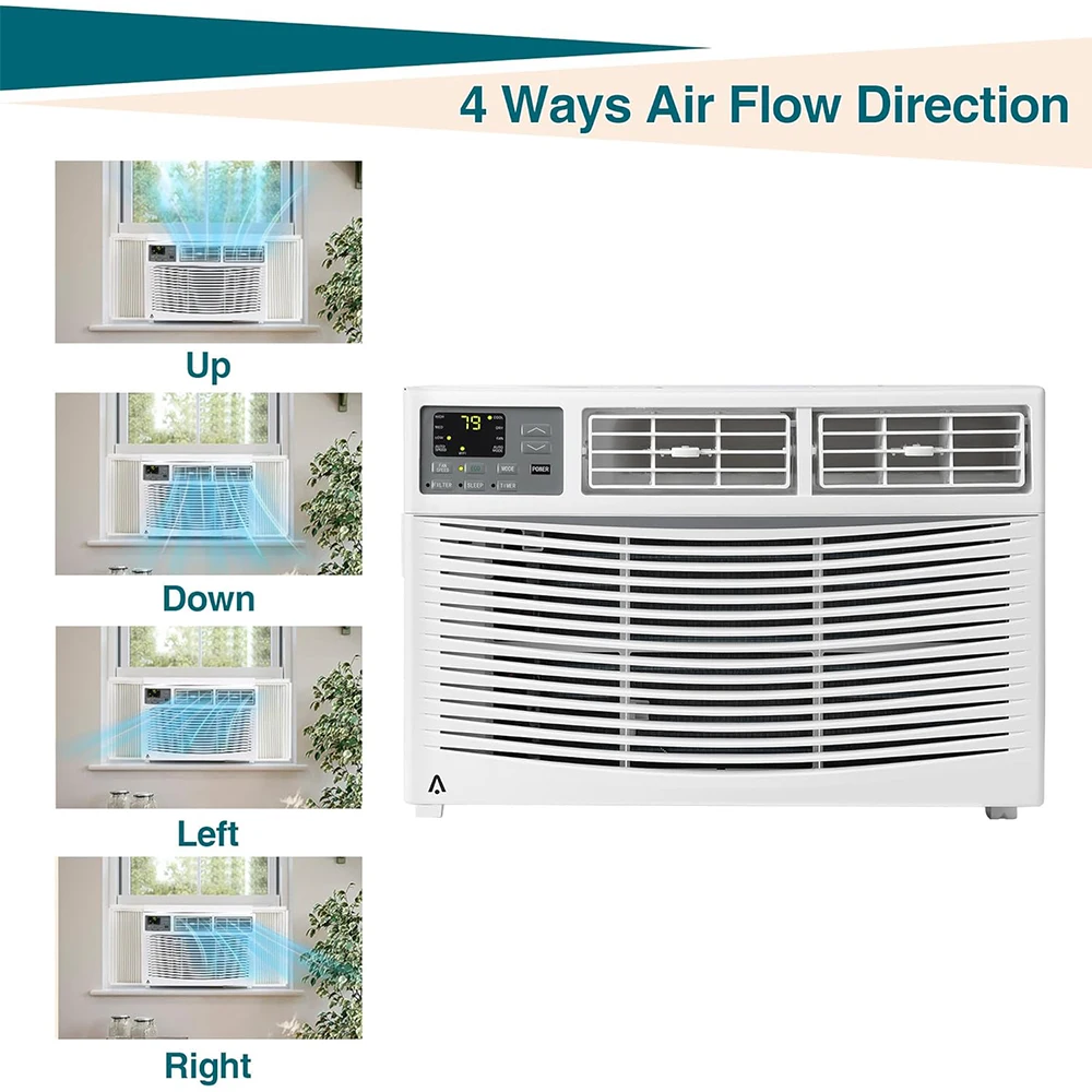 مكيف هواء نافذة واي فاي 8000 وحدة حرارية بريطانية لغرف النوم والغرف الصغيرة وجهاز التحكم عن بعد والتطبيقات فائق الهدوء (53 ديسيبل) 3 سرعات للمروحة وضع النوم