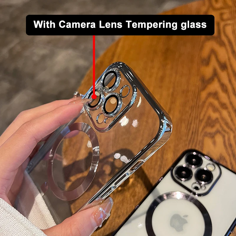 Tobebest Magsafe Magnetic Plating Clear Phone Case For Apple iPhone 15 14 13 11 12 Pro Max Plus Wireless Charging Accessories
