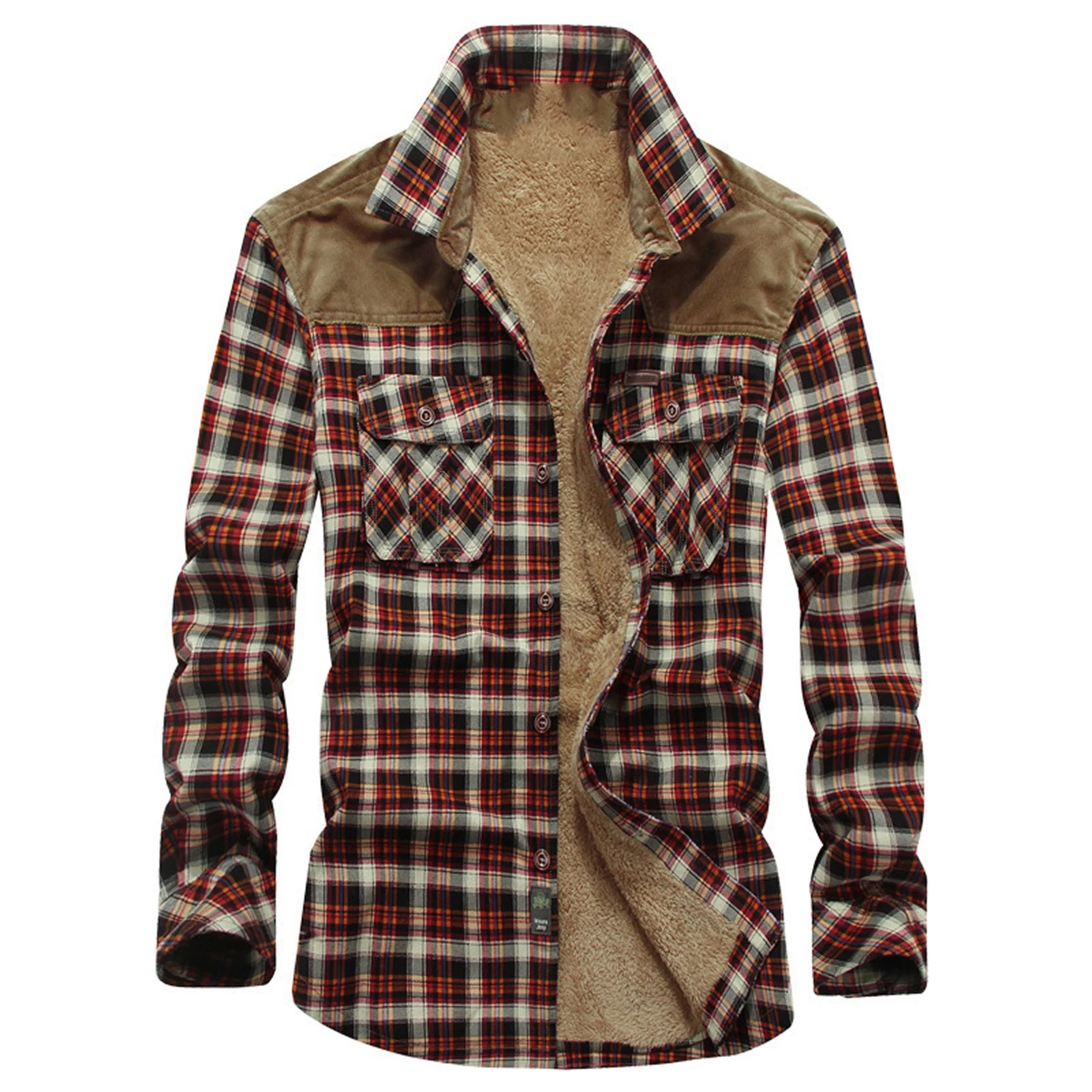 

Men's Fleece Lined Flannel Shirt Jacket Warm Button Down Plaid Long Sleeve Classic Coat Winter Outwears