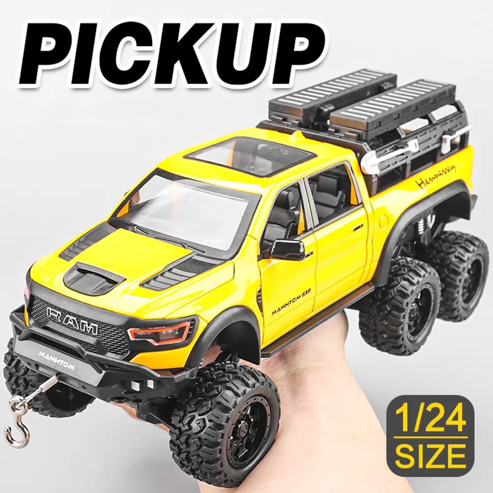 

1:24 Alloy Mammoth Great Wall POER Toys Cars Models Doors Opened Light Music Miniature Off-road for Kids Children's Day Gifts