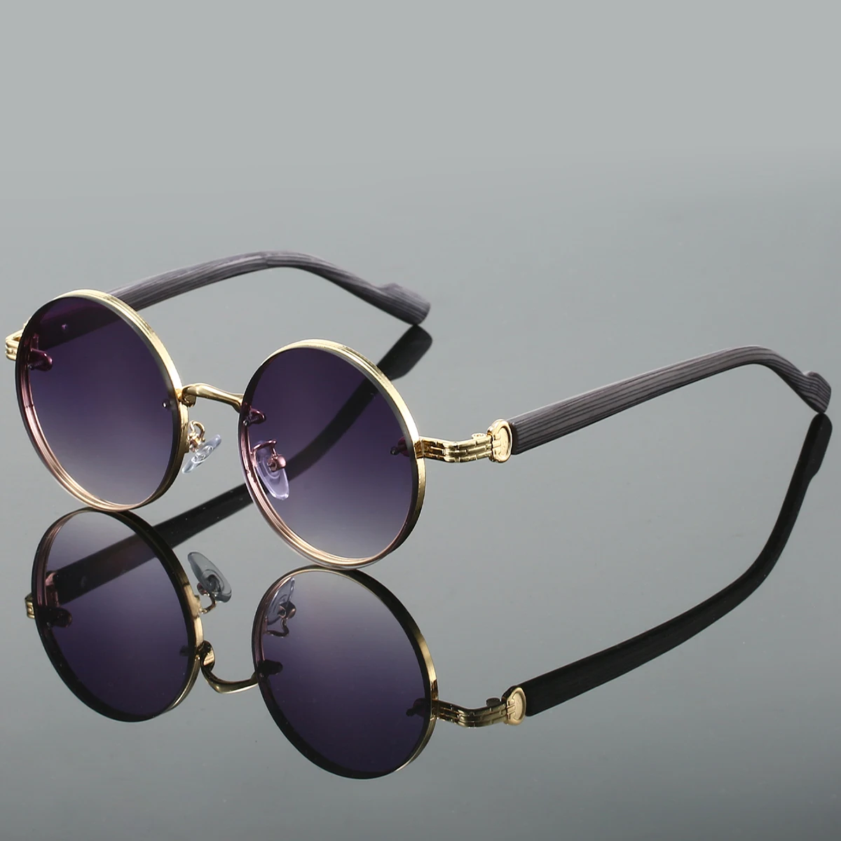 KAMMPT Vintage Round Sunglasses 2024 Fashion Classic Gradient Outdoor Shades Trendy Luxury Brand Designer Metal Rim Sun Glasses