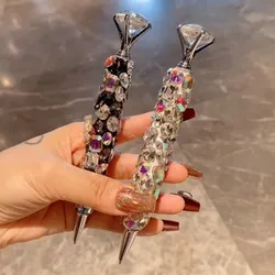 Ballpoint Pen Office Supplies with Rhinestones Calculator Business Card Case Stapler Tape Holder Stationery Women Student Gifts